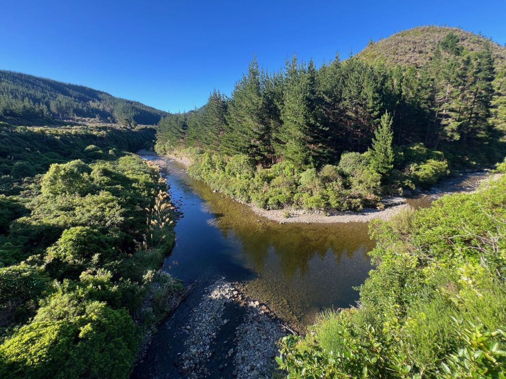 A view of the Pakuratahi River from Ladle Bend bridge. Part of the Remutaka Incline trail