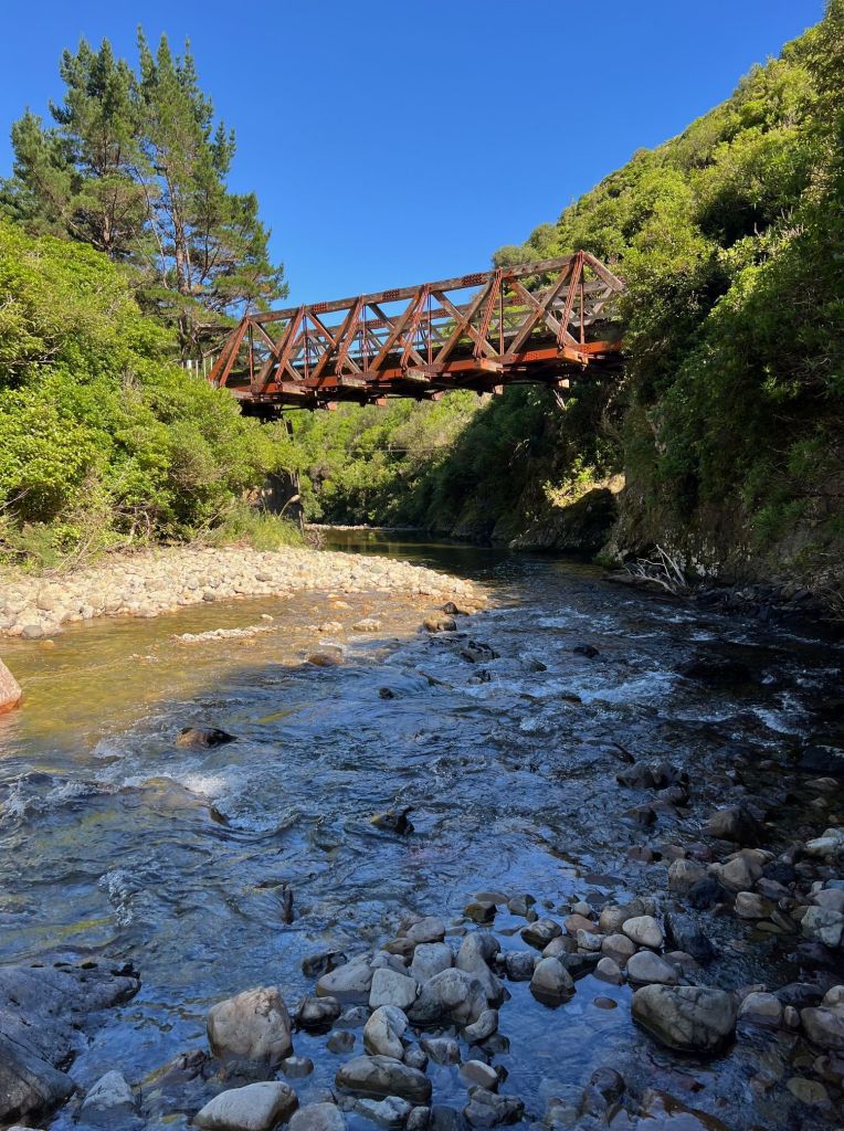 The oldest wooden truss bridge in New Zealand - Pakuratahi River. Part of the Remutaka Incline trail