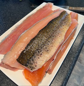 Trout fillets ready to portion